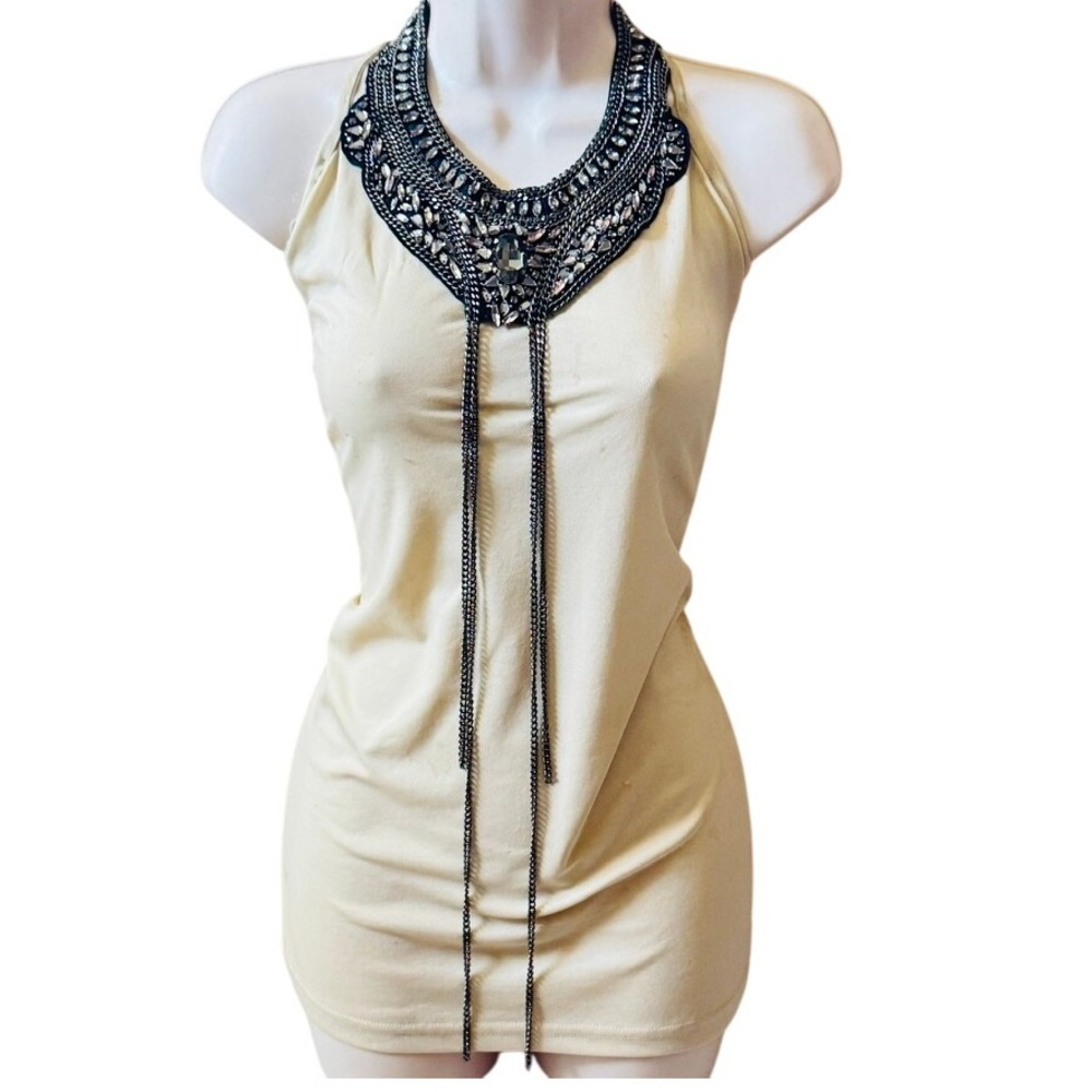 Haute‎ Hippie HH Necklace Crystal Collar beaded chain high end Designer BOHO 17"